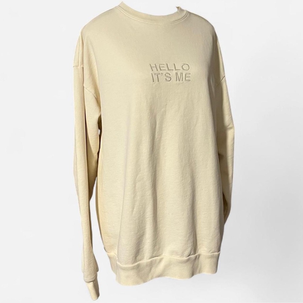 Adele “Hello It's Me” Bone‎ white Crewneck Sweatshirt unisex Tour Merch Sz Large